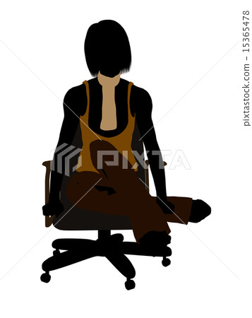 Business Woman Sitting In A Chair Silhouette 15365478