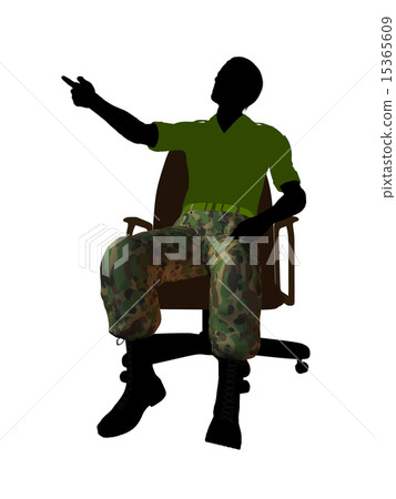 Male Soldier Sitting On An Office Chair Illustration Silhouette Male Soldier Sitting On An Office Chair Illustration Silhouette 15365609
