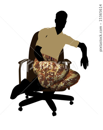 Male Soldier Sitting On An Office Chair Illustration Silhouette Male Soldier Sitting On An Office Chair Illustration Silhouette 15365614