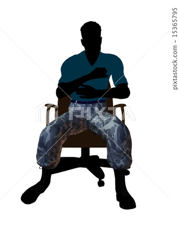 Male Soldier Sitting On An Office Chair Illustration Silhouette Male Soldier Sitting On An Office Chair Illustration Silhouette 15365795
