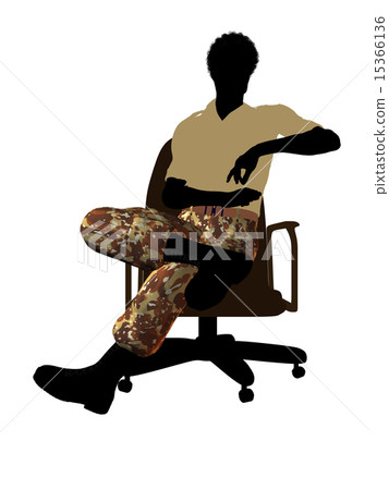 African American Soldier Sitting In An Office Chair Illustration Silhouette African American Soldier Sitting In An Office Chair Illustration Silhouette 15366136