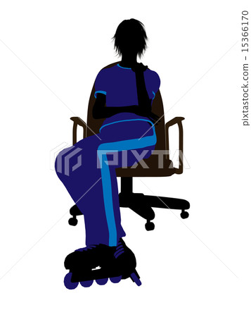 Female Roller Skater Sitting On An Office Chair Silhouette Female Roller Skater Sitting On An Office Chair Silhouette 15366170