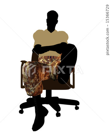 Male Soldier Sitting On An Office Chair Illustration Silhouette Male Soldier Sitting On An Office Chair Illustration Silhouette 15366729