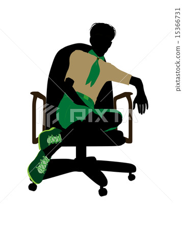 Boyscout Sitting On A Chair Illustration Silhouette 15366731