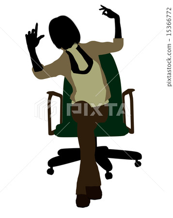 Female Executive Sitting On An Office Chair Illustration Silhouette 15366772