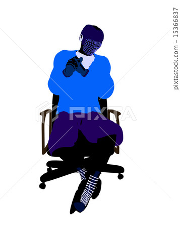 Male Hockey Player Sitting On A Chair Illustration Silhouette 15366837