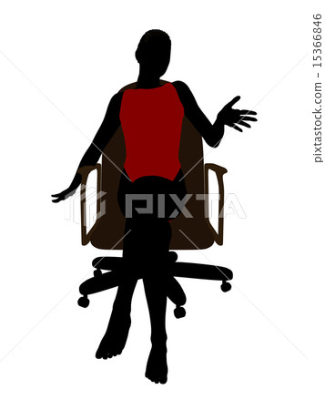African American Wearing A Swimsuit Sitting In An Office Chair Silhouette 15366846