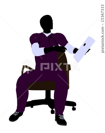 Male Doctor Sitting On A Chair Illustration Silhouette 15367333