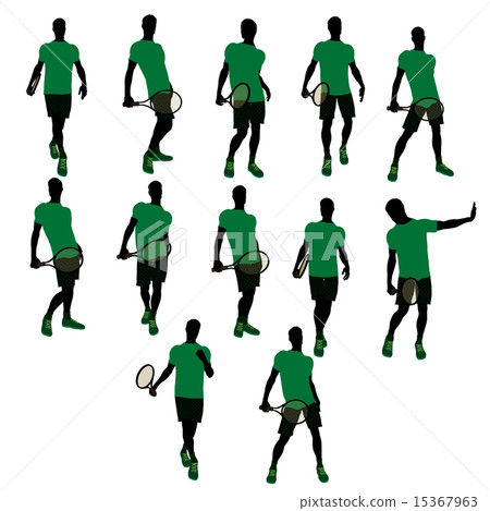 Male Tennis Player Illustration Silhouette Male Tennis Player Illustration Silhouette 15367963