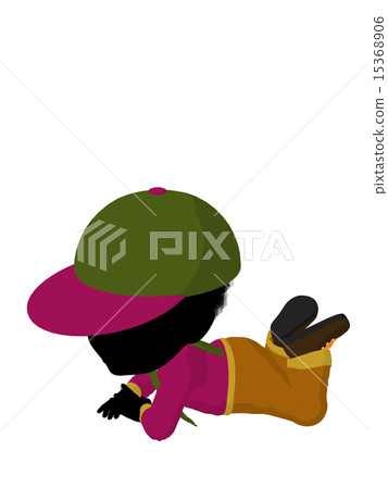 Little African American Outdoor Girl Illustration Silhouette 15368906