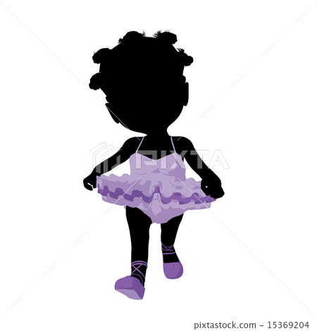 Little African American Ballerina Girl Illustration Silhouette 15369204