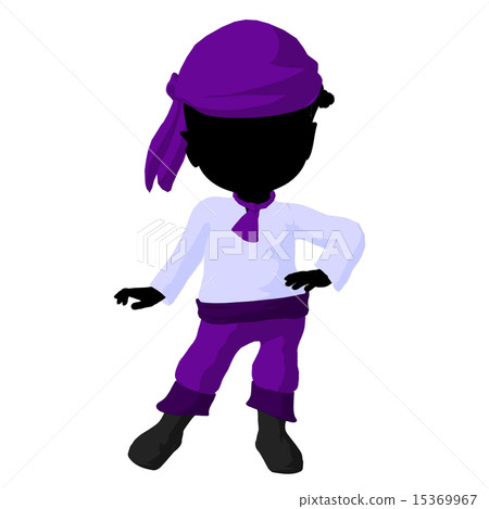 Little African American Pirate Girl Illustration Silhouette 15369967