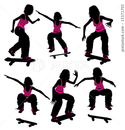 Female Skateboarder Silhouette Female Skateboarder Silhouette 15371705