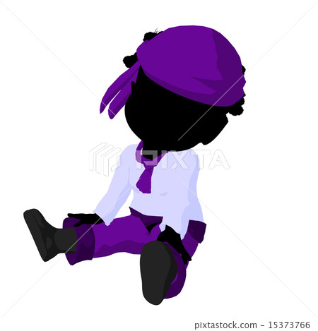 Little African American Pirate Girl Illustration Silhouette 15373766