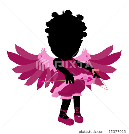 Little African American Cupid Girl Illustration Silhouette Little African American Cupid Girl Illustration Silhouette 15377013