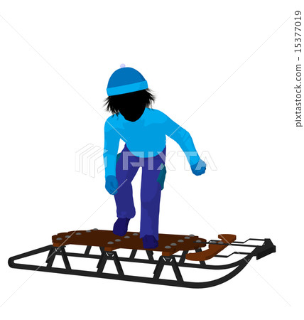 Boy On A Sled Silhouette Boy On A Sled Silhouette 15377019
