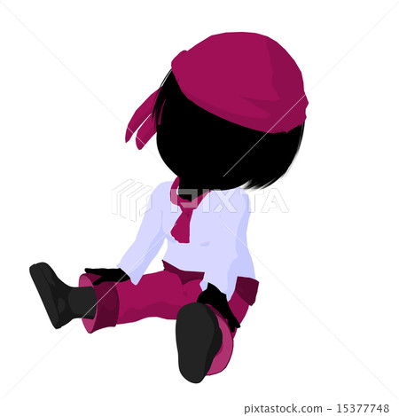 Little Pirate Girl Illustration Silhouette 15377748