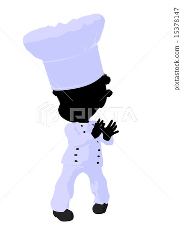 Little African American Chef Girl Illustration Silhouette 15378147
