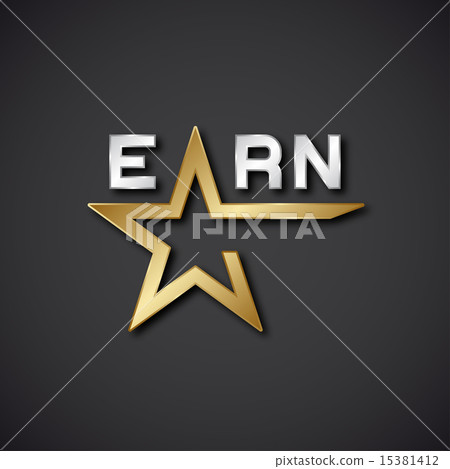 EPS10  earn golden star inscription icon 15381412