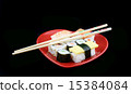 Sushi on a Black Background with chopsticks 15384084