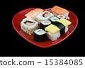 Sushi on a Black Background with chopsticks 15384085