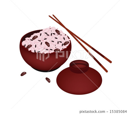 Sekihan or Rice Boiled with Red Beans in Donburi 15385084