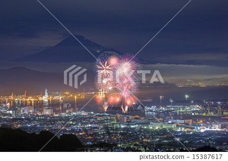 Mount Fuji and fireworks Mount Fuji and fireworks 15387617