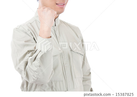 擺在人/工作服的女孩 15387825