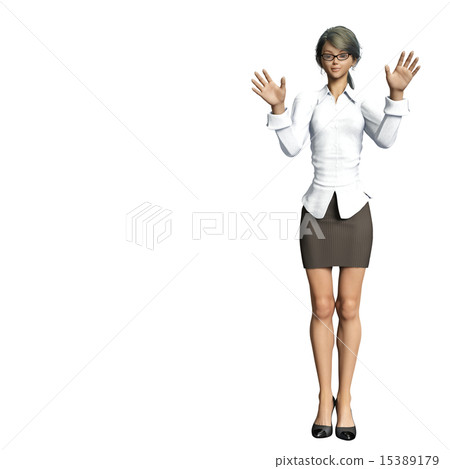 揮舞著雙手的女商人 15389179