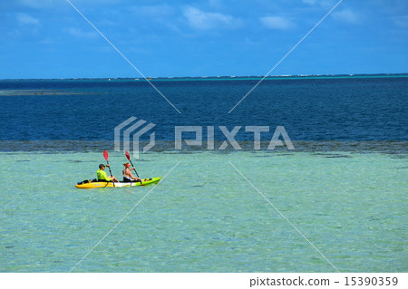 An angel sea and a kayak from Coconut island off Kaneohe Bay 15390359
