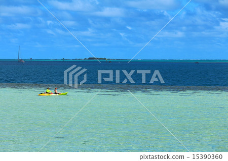 An angel sea and a kayak from Coconut island off Kaneohe Bay 15390360