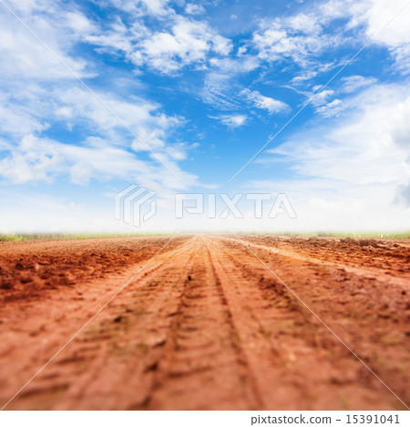 rural road and blue sky with clouds.  15391041
