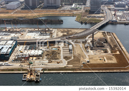 Yurikamome市場鳥瞰圖在駐地前面的 Yurikamome市場鳥瞰圖在駐地前面的 15392014