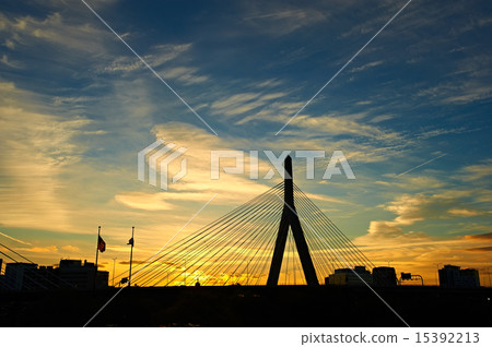 Zakim Bunker Hill Memorial Bridge at sunset Zakim Bunker Hill Memorial Bridge at sunset 15392213