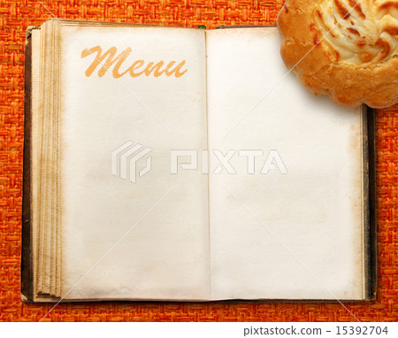 Menu book with cake Menu book with cake 15392704