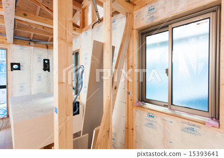 Interior construction work on housing construction site 15393641