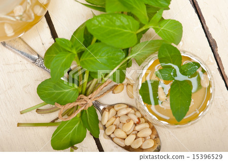 Arab traditional mint and pine nuts tea 15396529