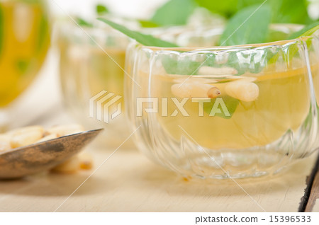 Arab traditional mint and pine nuts tea 15396533