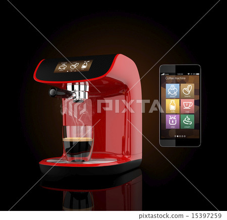 Smartphone apple and espresso coffee maker Smartphone apple and espresso coffee maker 15397259