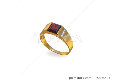 golden ring with ruby and diamonds 15398324