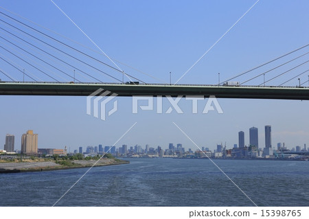 From the Tempozan Ohashi high-rise buildings in the center of Osaka city 15398765