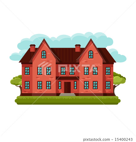 Illustration of old brick cottage on clouds background Illustration of old brick cottage on clouds background 15400243