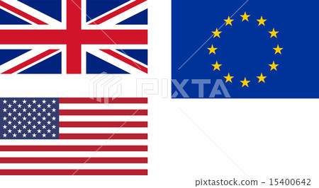Flags of UK EU USA 15400642