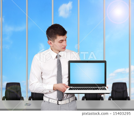 businessman holding laptop 15403295