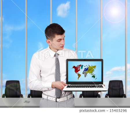 laptop with world map 15403296