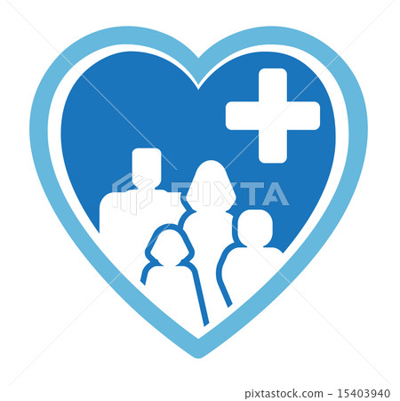 medicine icon with family on heart medicine icon with family on heart 15403940