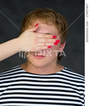 Male portrait with closed eye 15405467