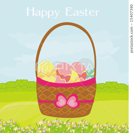 happy easter border on rural landscape happy easter border on rural landscape 15407390