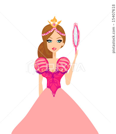 beautiful princess with mirror in her hands 15407618