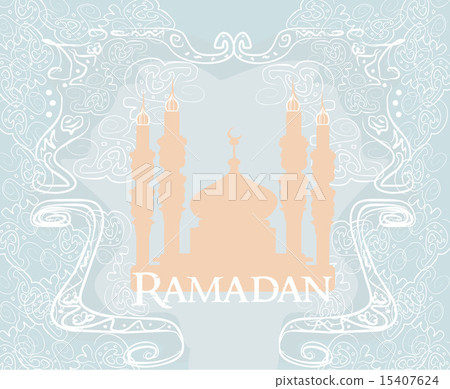 artistic pattern background with moon and mosque 15407624